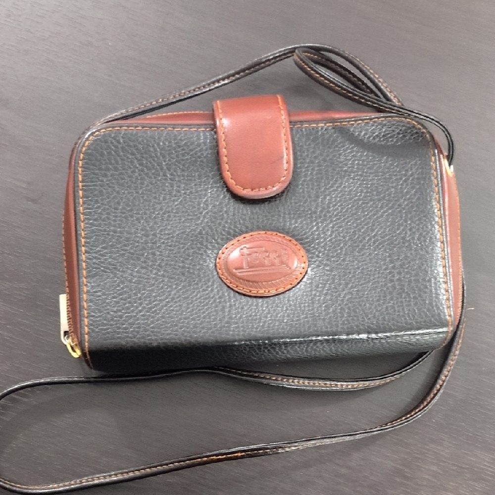 Vintage Classic Black and Brown Crossbody Bag